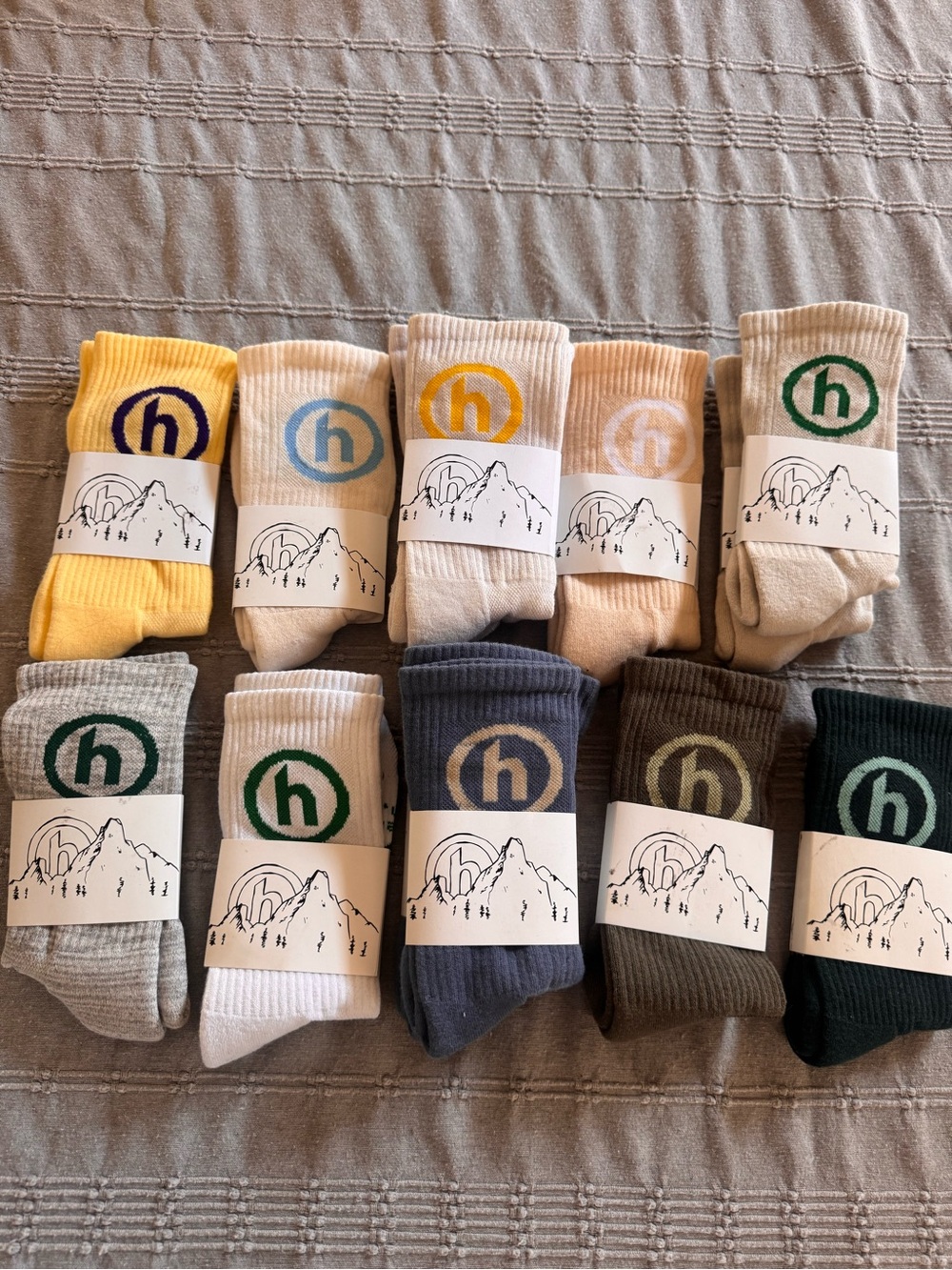 Men's Crew Socks - Assorted Colors (Yellow, Cream, Gray, Navy, Brown, Green)